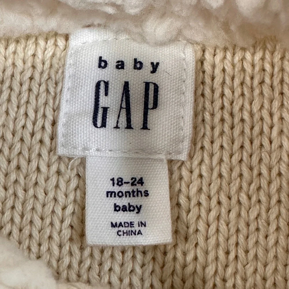 Gap Cable Knit One Piece Romper Kids‎ 18-24 Months Cream Sherpa Lined | Classic